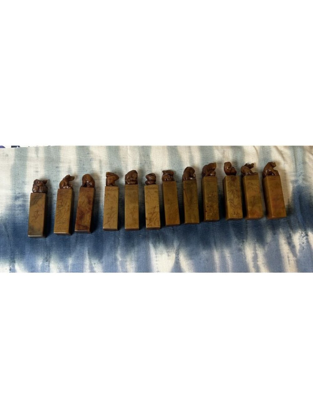 Carved Red Soapstone Seal Stamp Zodiac Set 12 Pieces Antique Chinese Asian 3” - Picture 14 of 16